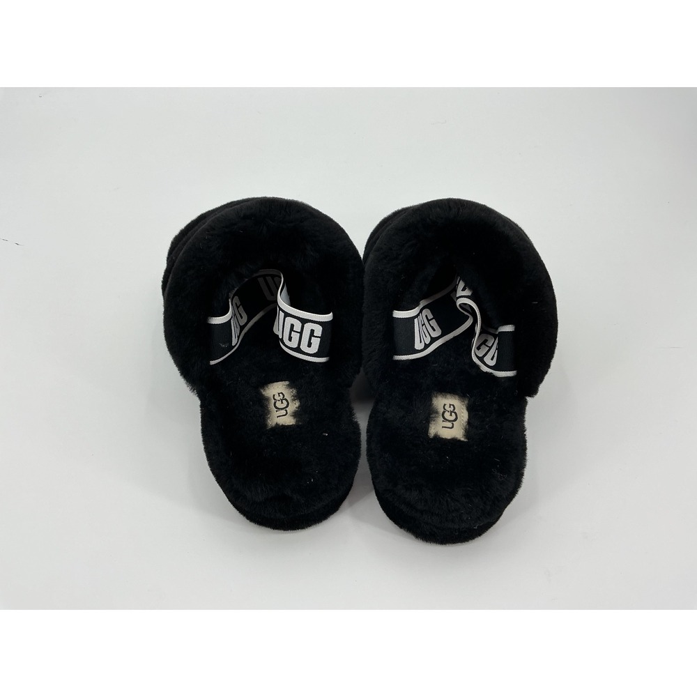 UGG‎ Fluff Yeah Slide Black Women's Size 9 Fuzzy Slingback Sandals Cozy Y2K - Picture 4 of 5